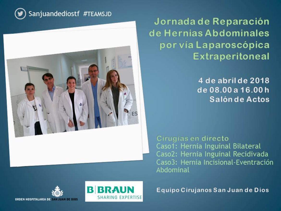 El Hospital San Juan de Dios organiza una Jornada- taller sobre Reparación de Hernias Abdominales por vía laparoscópica extraperitoneal
